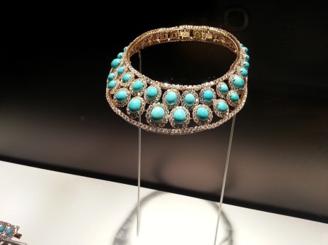 Necklace, 1972 Platinum with turquoise and diamonds 39.1 x 17.8 cm (with 5.1 cm extension, not shown) Collection of Jennifer Tilly